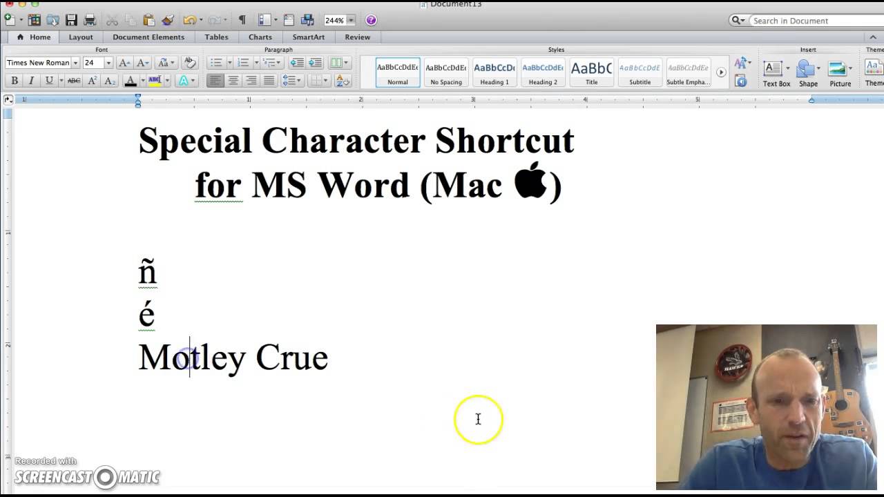 shortcut for paragraph in word mac